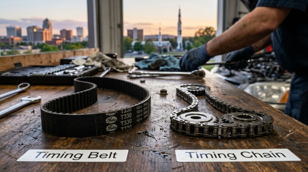 Timing Belt vs Timing Chain: What Huntsville Drivers Should Know 1 Timing Belt vs Timing Chain Side-by-Side Comparison