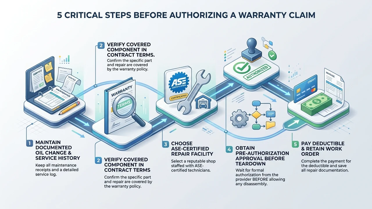 How Vehicle Owners Can Prepare Before Filing a Warranty Claim 1 Figure 1: 3D isometric roadmap diagram detailing the 5 essential steps before authorizing a warranty claim